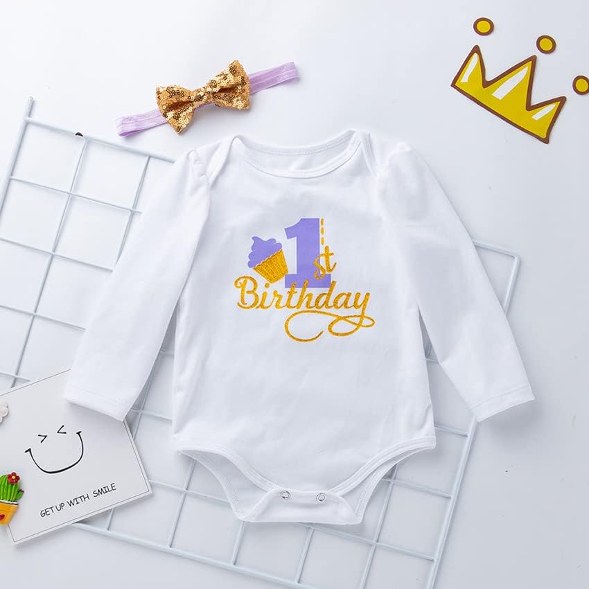 UUAISSO Baby Mädchen Mein 1. Geburtstag Outfits Kurzarm Cake Smash Rock Pailletten Tutu Prinzessin K