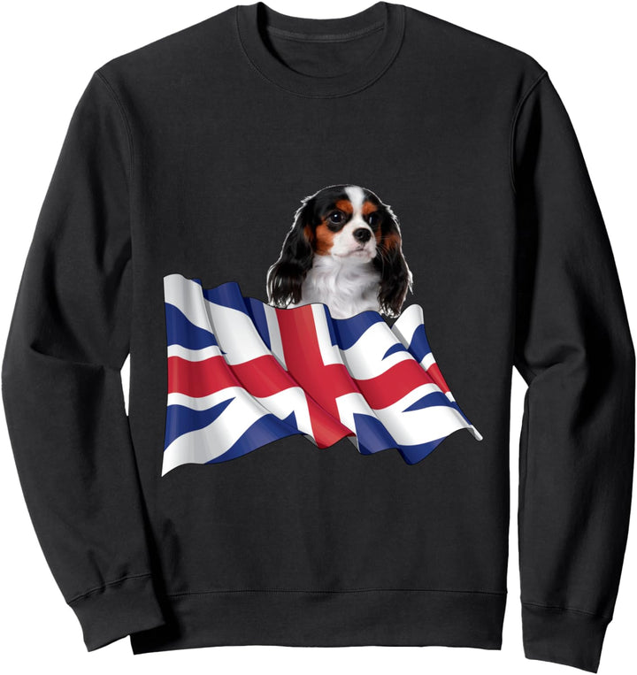 Union Jack Flag Dog Cavalier King Charles Spaniel Sweatshirt