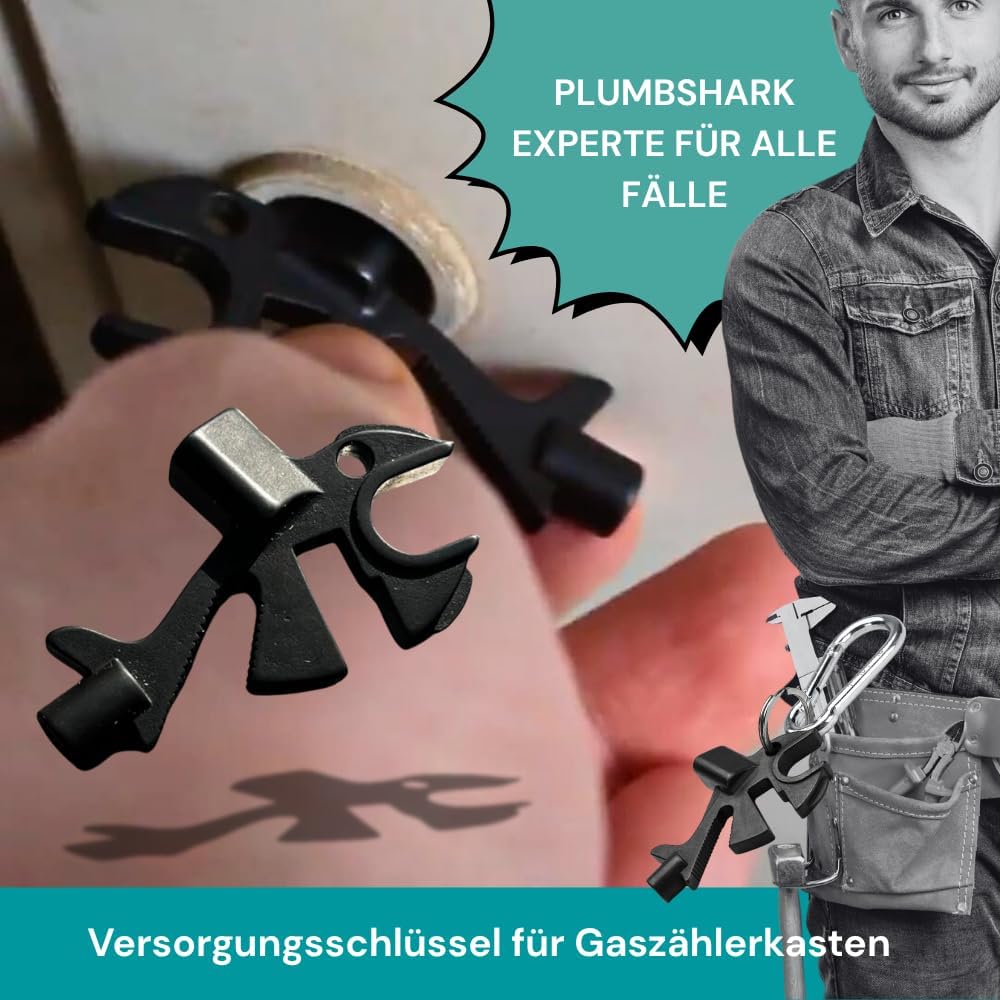 Grehge 1 Plumbing & Heating Keyring Multitool - #10 Essential Plumbers Tools Including Radiator Key,