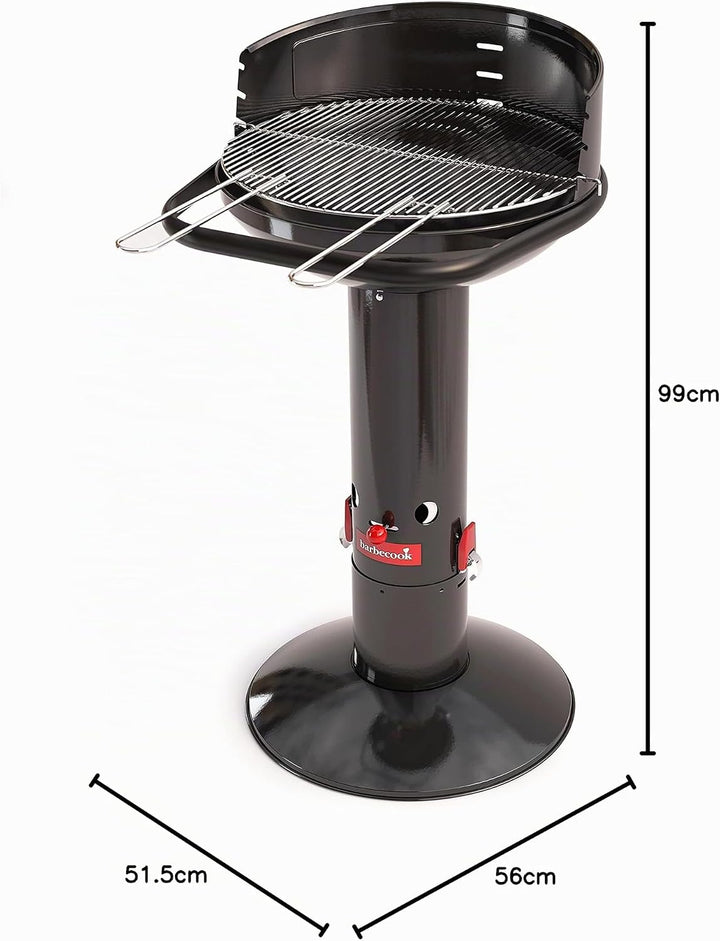 Barbecook Holzkohlegrill BBQ mit Windschutz, Säulengrill rund Standgrill mit Quick-Start und Quick-S