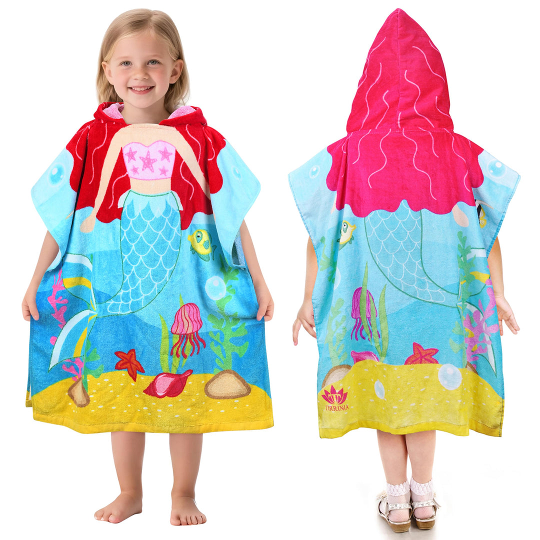 Kato Tirrinia 100% Baumwolle Badeponcho Strandtuch 90-120cm Mädchen Kinder, Absorbierender Bademante