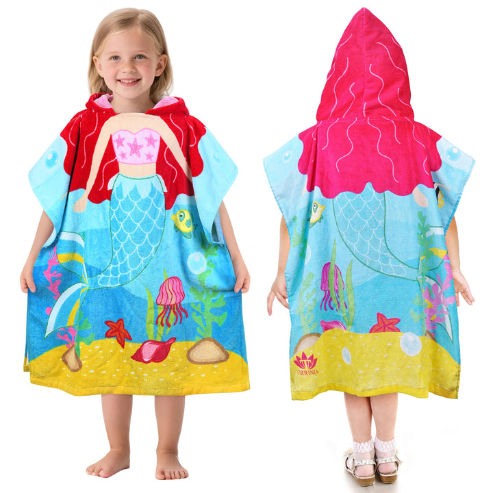 Kato Tirrinia 100% Baumwolle Badeponcho Strandtuch 90-120cm Mädchen Kinder, Absorbierender Bademante
