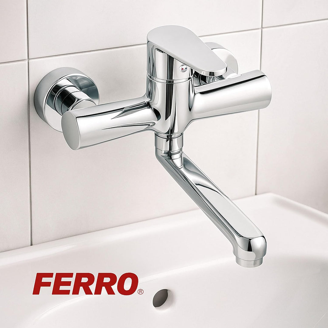 Einhandmischer Wand Waschtischarmatur Badarmatur Wandarmatur Wasserhahn von FERRO Modell "ALGEO"