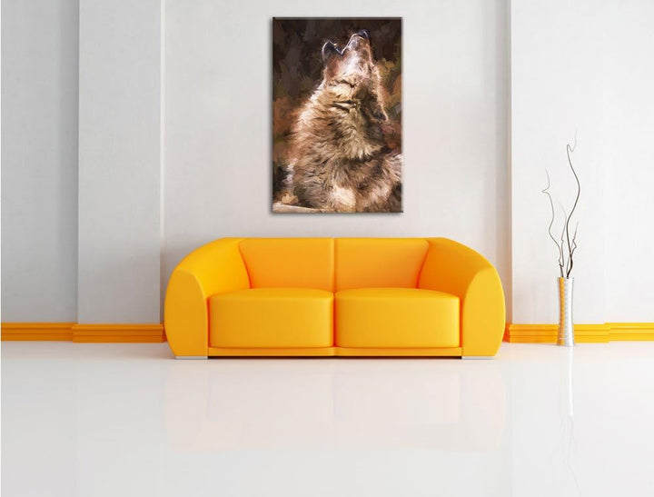 Pixxprint heulende Wölfe als Leinwandbild/Grösse: 100x70 cm/Wandbild/Kunstdruck/fertig bespannt, 100