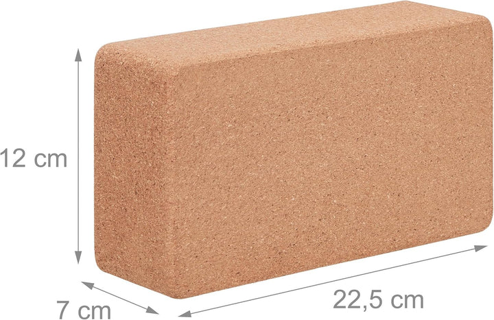 Relaxdays Yogablock, 2er Set, Yogaklötze aus Kork, für Yogaübungen, HBT: 12 x 22,5 x 7 cm, rutschfes