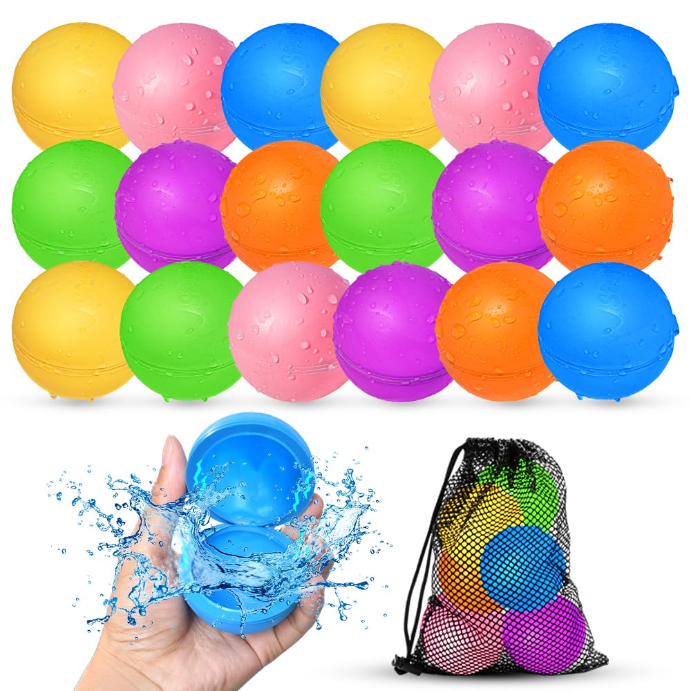 18 Stück Wasserbomben Wiederverwendbar,Silikon Wasserbomben Selbstschliessend magnetische Spritzbäll
