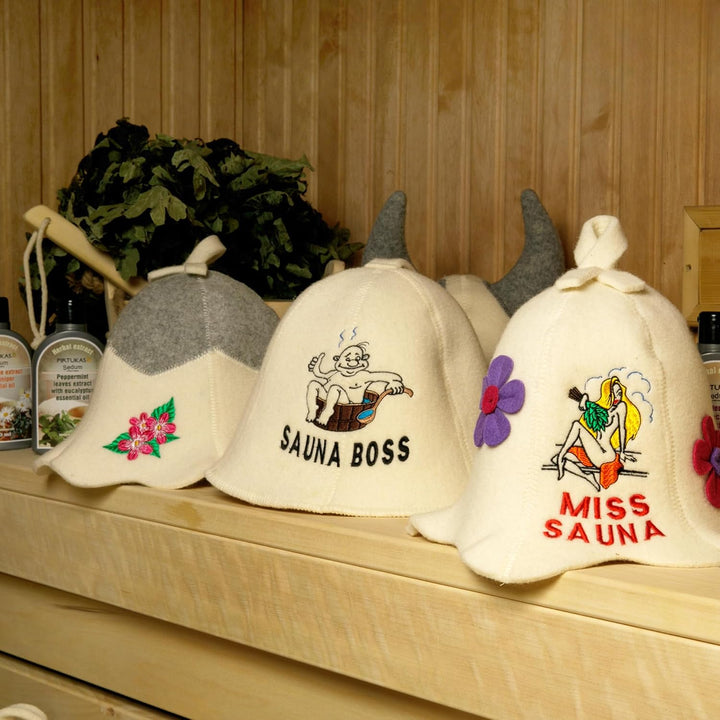 BOSS HAT - 100% Bio Wollfilz Cap Banya Haarschutz bestickt russisches Accessoire Raumaccessoire Gesc