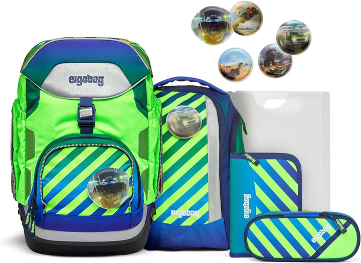 ergobag Pack Neo - Schulrucksack Set 6tlg. TruckBär - Blau Einheitsgrösse