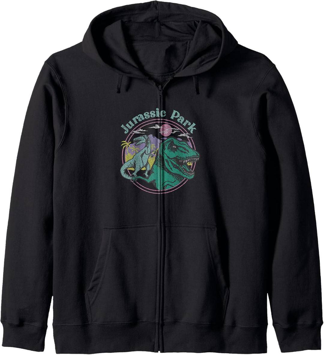 Jurassic Park T-Rex Pastel Circle Sunset Kapuzenjacke