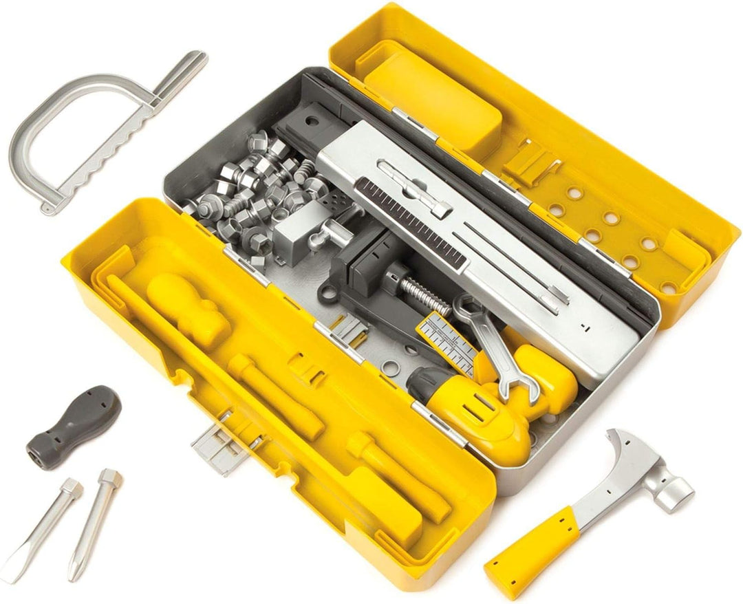Casdon Tool Box Workbench, 2-In-1 Tool Box &amp; Workbench for Children Aged 3+, Includes Over 60 Tools