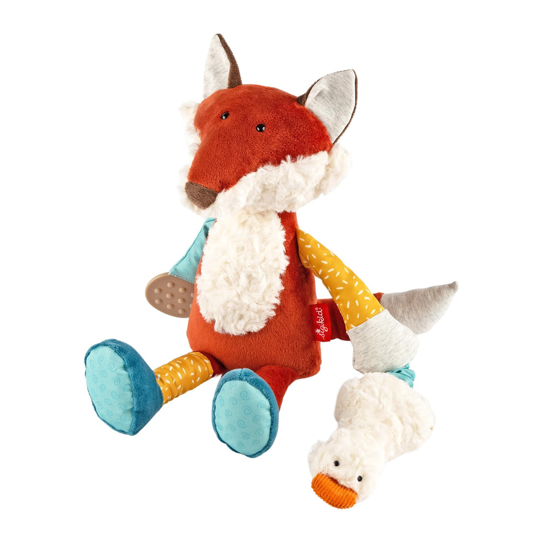sigikid 43223 Babyaktivspielzeug Stofftier, Blau/Gelb/Rot/Fuchs, Blau/Gelb/Rot/Fuchs