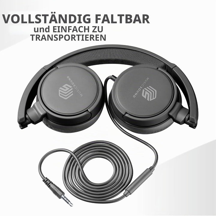 Music Sound | Bügelkopfhörer mit Kabel Over Ear Basic | On-Ear-Kopfhörer Faltbarer Kopfbügel mit 1,2