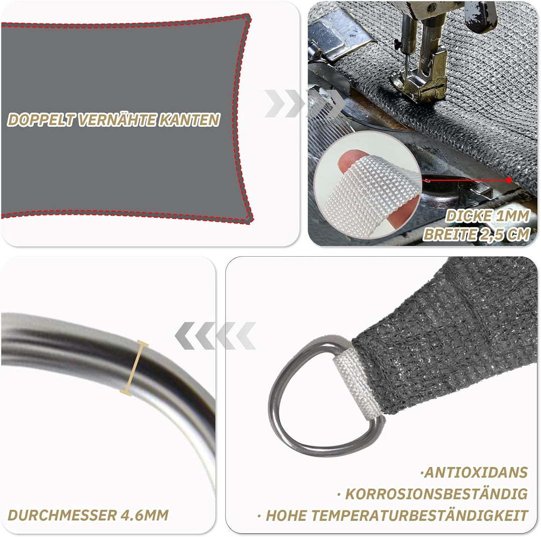 HENG FENG Sonnensegel Rechteckig 2x3m HDPE Sonnenschutz Windschutz Atmungsaktiv mit UV Schutz für Ba