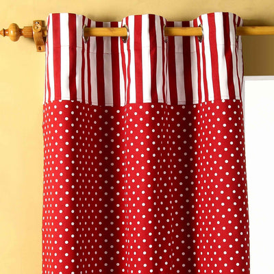 Homescapes Kindervorhang Mädchen Kinderzimmer Ösenvorhang Dekoschal Polka Dots 2er Set rot weiss 117