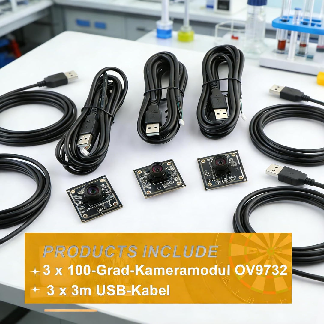 OV9732 Kameramodul 100° 3er-Set für Autodarts Dart Kamerasystem, 1280x720 HD, 30fps, USB 2.0, 2m Kab