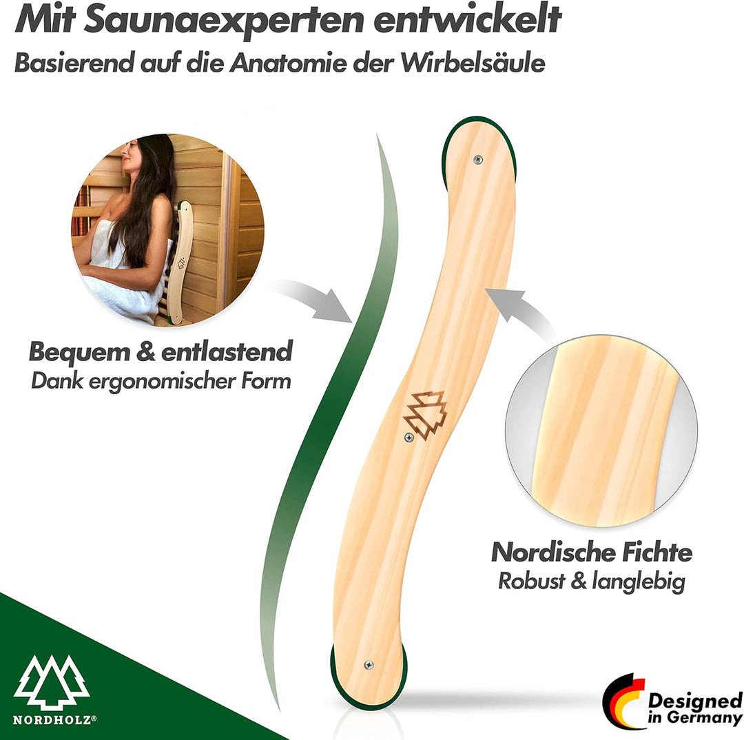 Nordholz® Sauna Rückenlehne ergonomisch - Die Perfekte Rückenstütze für sofortigen Wohlfühleffekt -