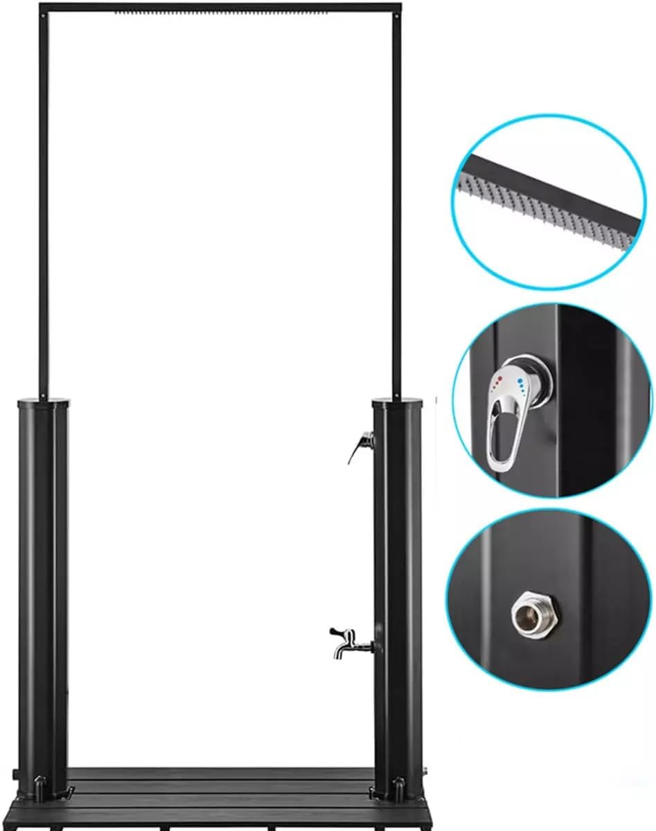 EGO INTERIORS Premium Design | Solar-Dusche für Garten und Pool, Wasserfall-Duschkopf, 40 L Kapazitä