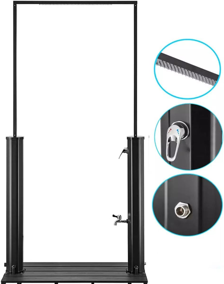 EGO INTERIORS Premium Design | Solar-Dusche für Garten und Pool, Wasserfall-Duschkopf, 40 L Kapazitä