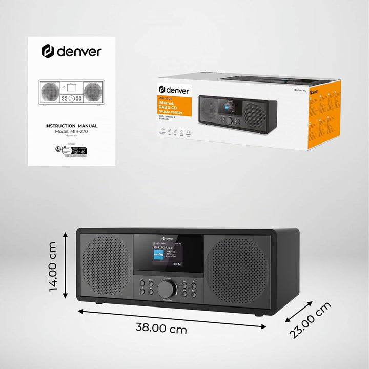 Denver MIR-270B Internet CD-Radio Internet, DAB+, UKW AUX, Bluetooth®, CD, Internetradio, UKW, schwa