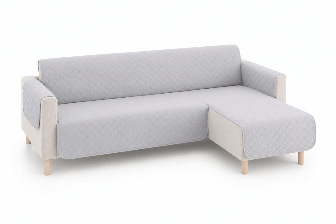 LANOVENANUBE - Gepolsterter Bezug für Chaiselongue Mallorca - Praktisch - Rechts 280 cm - Hellgrau C