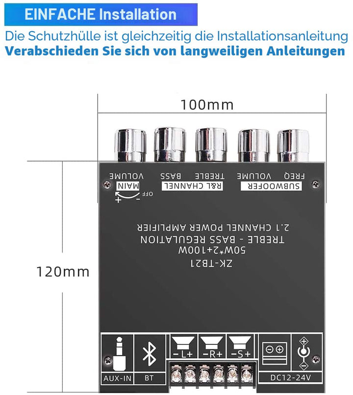 WANGCL 2 x 50 W + 100 W 2.1 K Subwoofer Verstärker Board mit Höhen- und Basssteuerung, Dual TPA3116