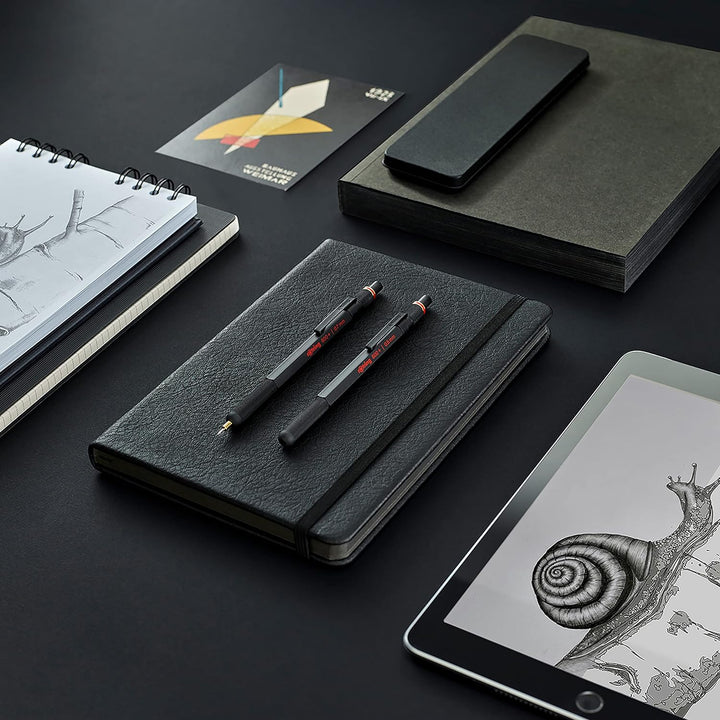 rOtring 800+ Druckbleistift mit Stylus für Touchscreen | 0,7 mm | schwarzer Schaft Mattschwarz 0,7 m
