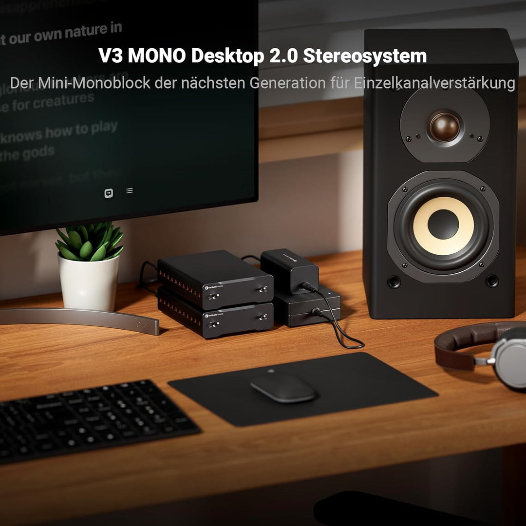 Fosi Audio V3 Mono Leistungsverstärker für Passive Lautsprecher, Mini Monoblock Class D Verstärker m