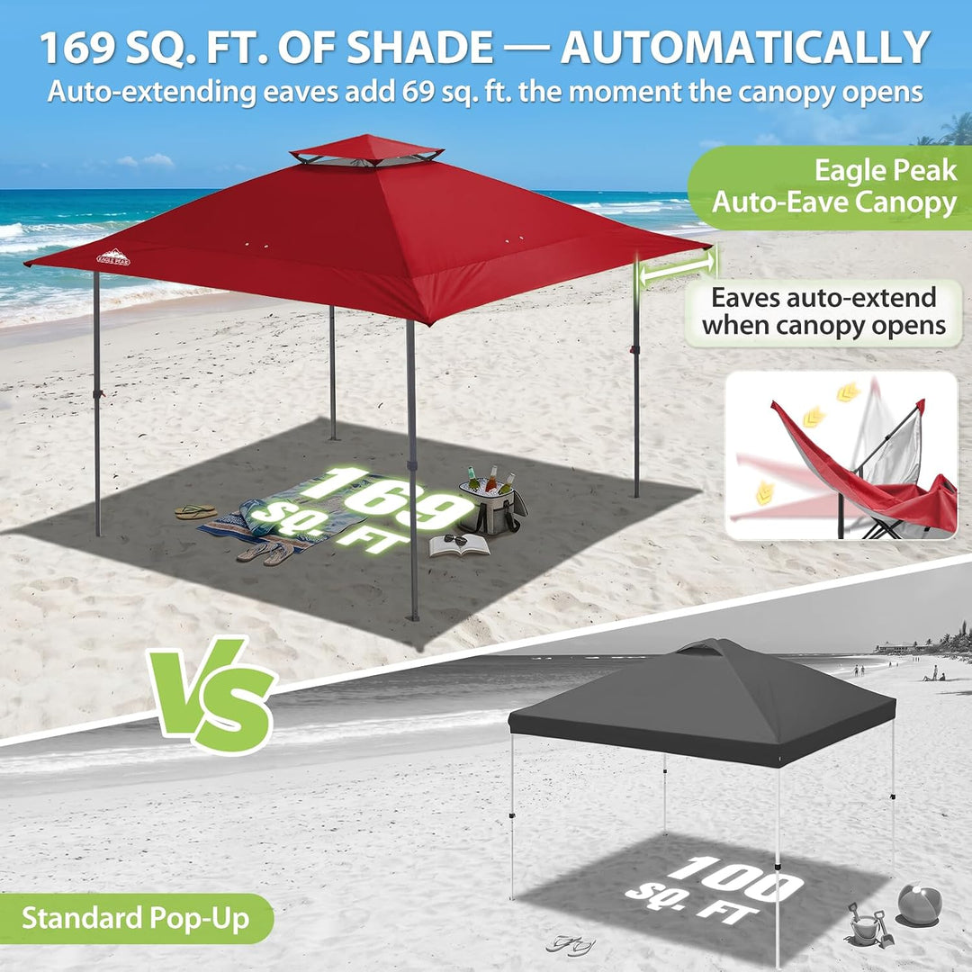 EAGLE PEAK Schräge Beine Faltbar Pavillon 4x4m Wasserdicht Camping Pop-up Faltpavillon mit Seitentei