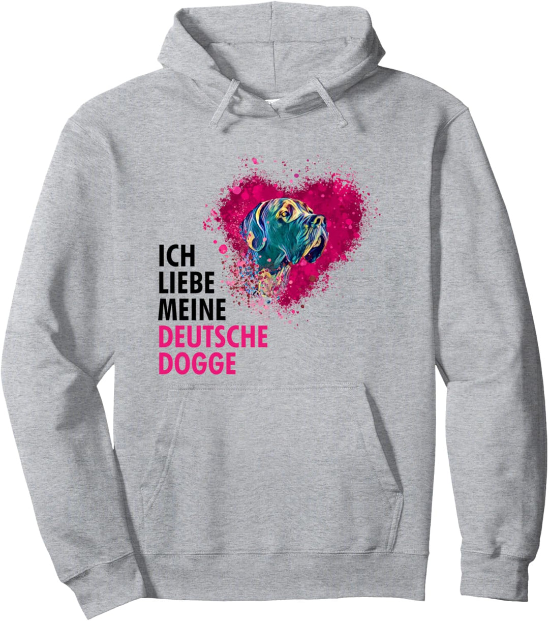 Hund Deutsche Dogge Hundebesitzer Geschenk Herz Bunt Pullover Hoodie