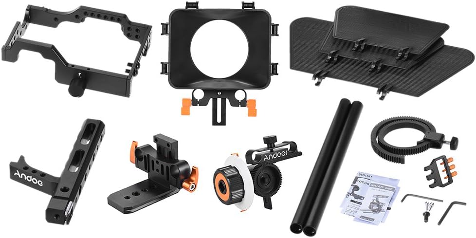 Andoer C500 Camera Rig Aluminiumlegierung Kit mit Kamera Cage, Matte Box+ folgt, Follow Focus+ Handg