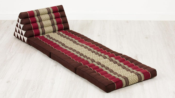 livasia Thaikissen 3 Auflagen extrahoch - 185x55x8cm - Dreieckskissen mit Klappmatratze, Kapok, Jumb