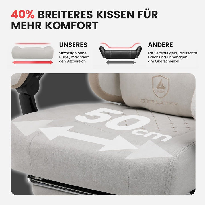 GTPLAYER Gaming Stuhl Stoff, Gaming Sessel mit Taschenfederkissen, ergonomischer Drehstuhl, Gamer St