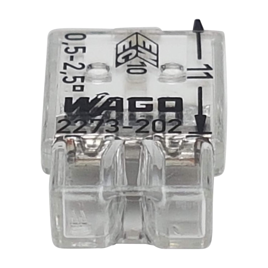 WAGO Wago 2273-202 Kompaktklemme, 0,5-2,5 mm, 2-polig, transparent, weiss, 100 Stück