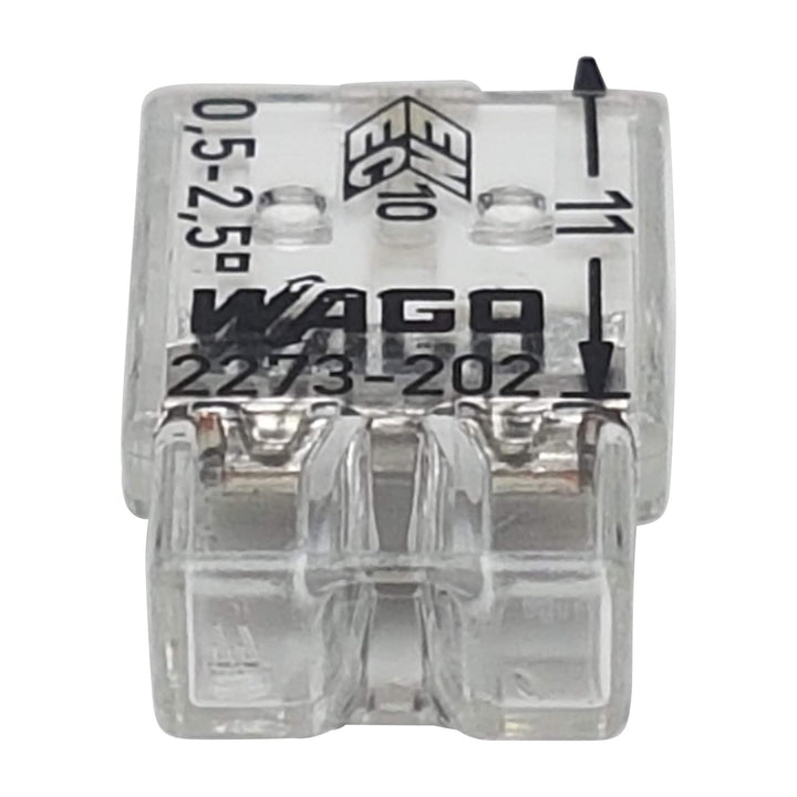 WAGO Wago 2273-202 Kompaktklemme, 0,5-2,5 mm, 2-polig, transparent, weiss, 100 Stück