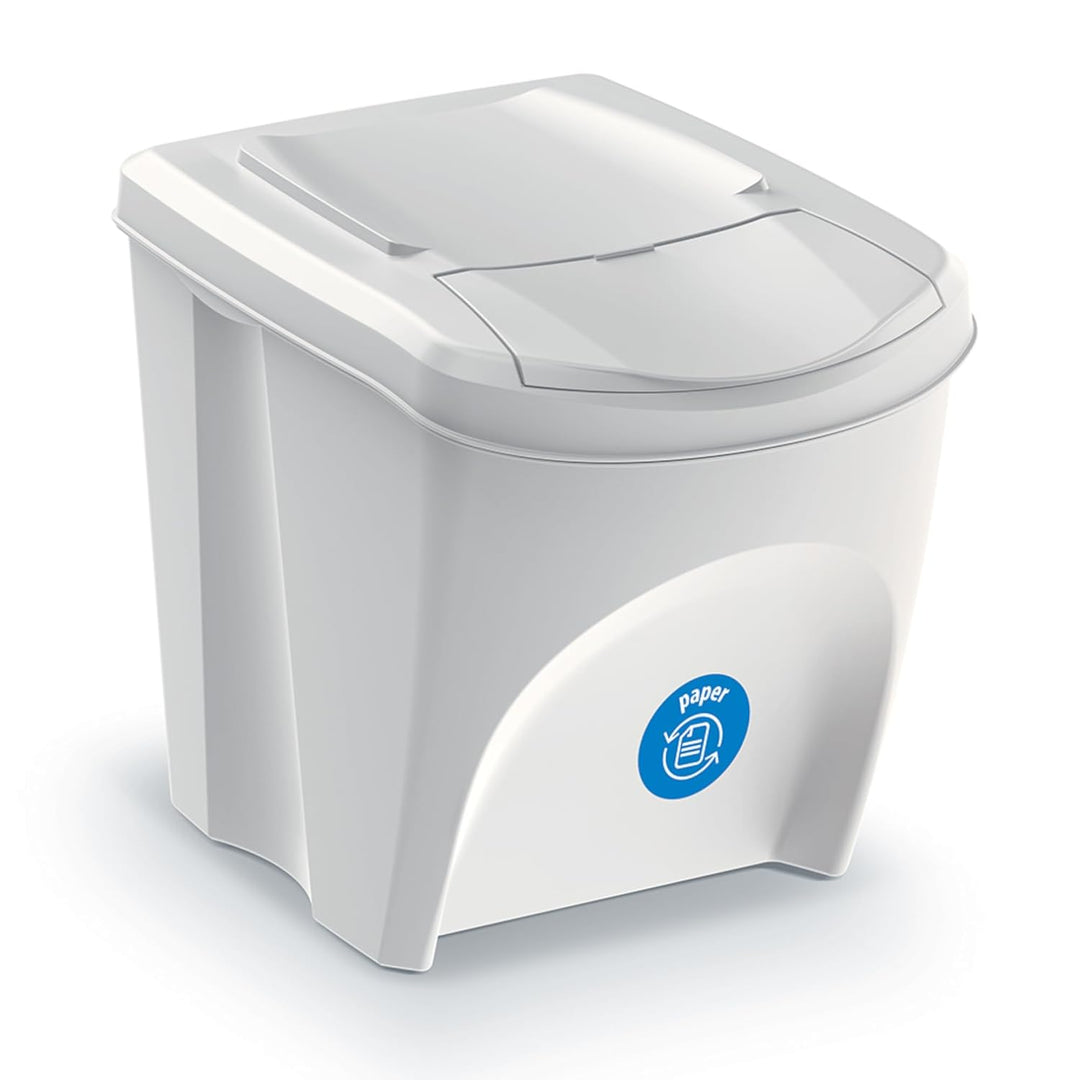 botle Mülleimer- 4er Set 120 L Mülltrennungssystem - Set aus 2x35 L + 2x25 L Abfalleimern in Weiss A