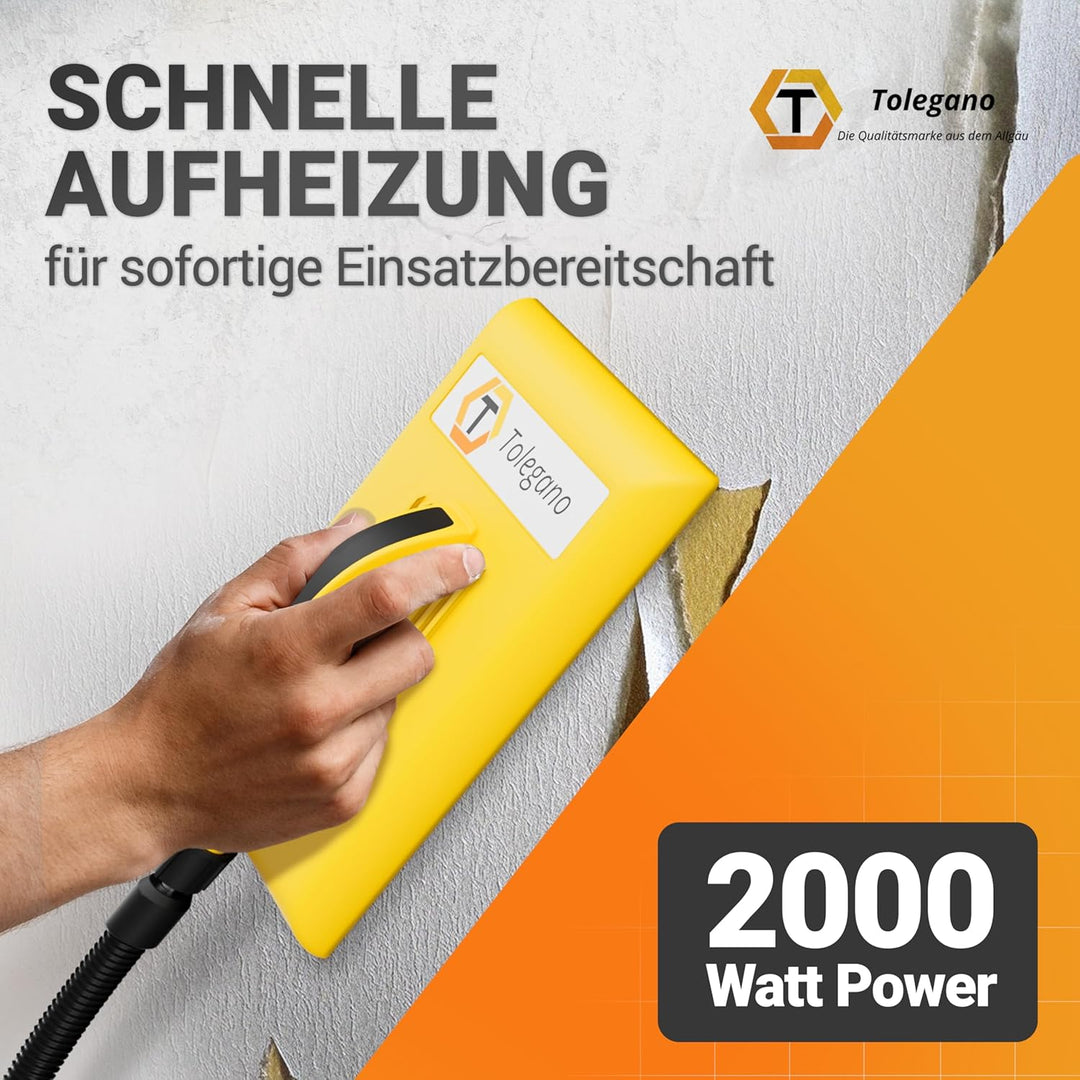 Dampftapetenablöser, 2000 Watt Leistung, 4,5 Liter Wassertank, Arbeitszeit ca. 80 Minuten. Tapetenen