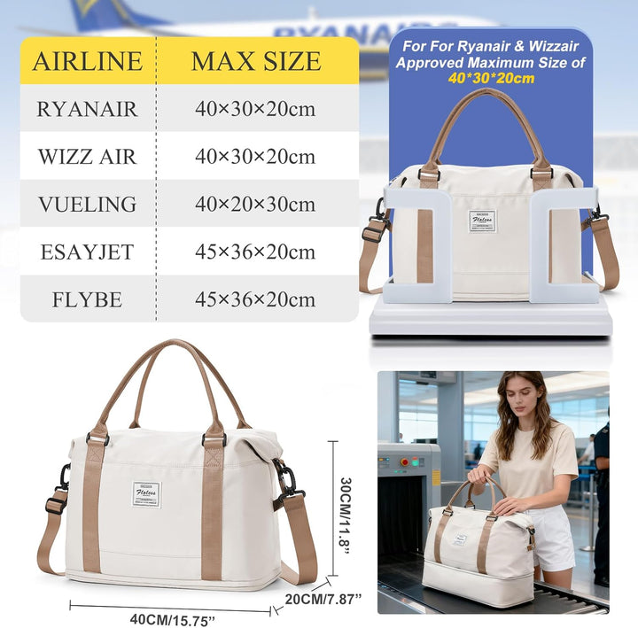 Reisetasche Damen Reisetasche Handgepäck 40x30x20 Ryanair Wizzair Tasche Handgepäck Flugzeug Weekend