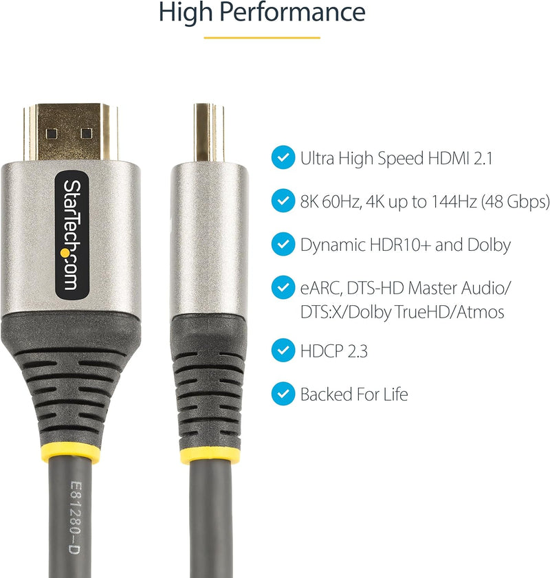 StarTech.com 2m HDMI 2.1 Kabel 8K - Zertifiziertes Ultra High Speed HDMI Kabel 48Gbit/s - 8K 60Hz/4K