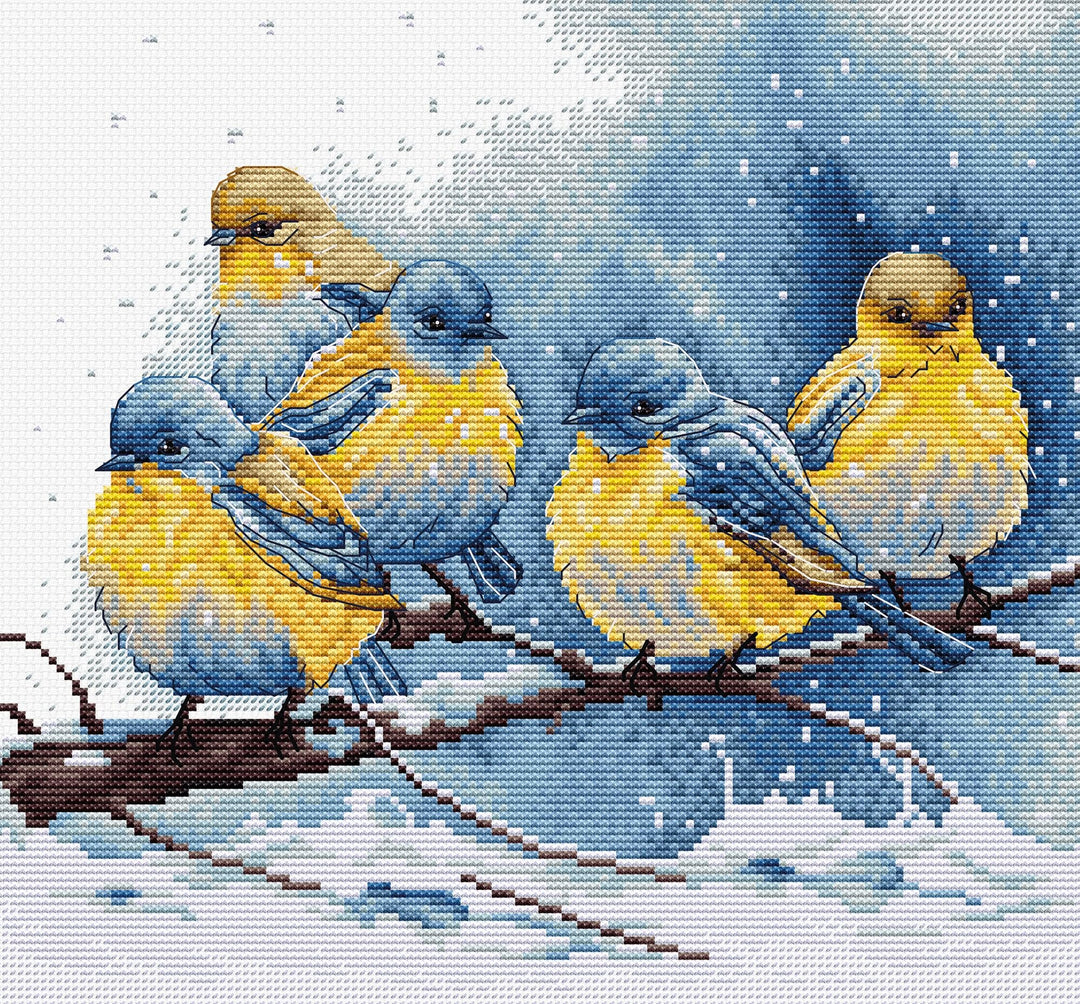 Luca-S BU5028 Kreuzstich-Set "Eastern Bluebirds"