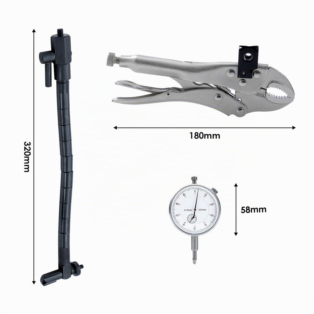 KATSU Messuhr Messgerät DTI 0–10mm mit Flexibler Armgriff Schraubstock Zangenbasis zur Prüfung von R