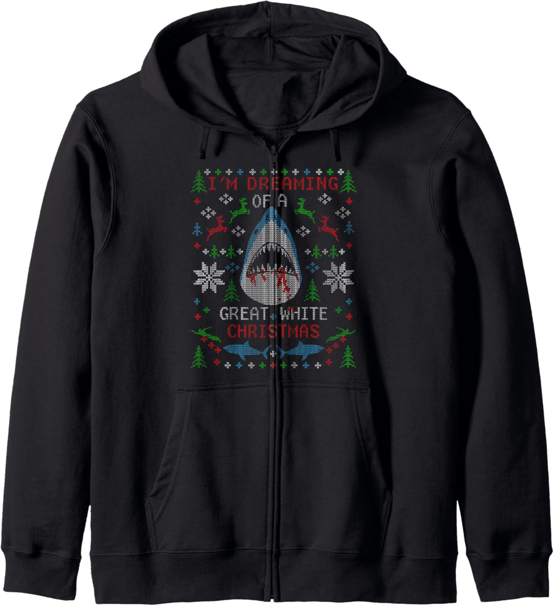 Lustige Great White Shark Ugly Christmas Sweater Shirts Kapuzenjacke