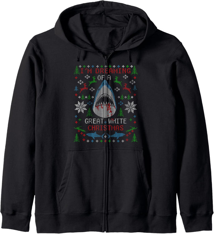 Lustige Great White Shark Ugly Christmas Sweater Shirts Kapuzenjacke