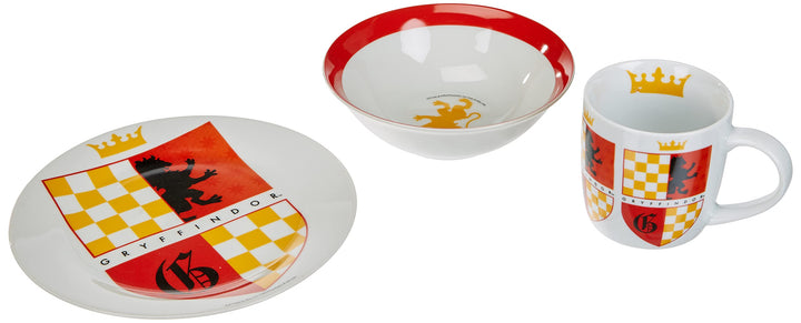 Kindergeschirr HP Gryffindor 3teilig, Porzellan, Geschirrset, Geschirr, Teller, Tasse, Schale, 3-tei