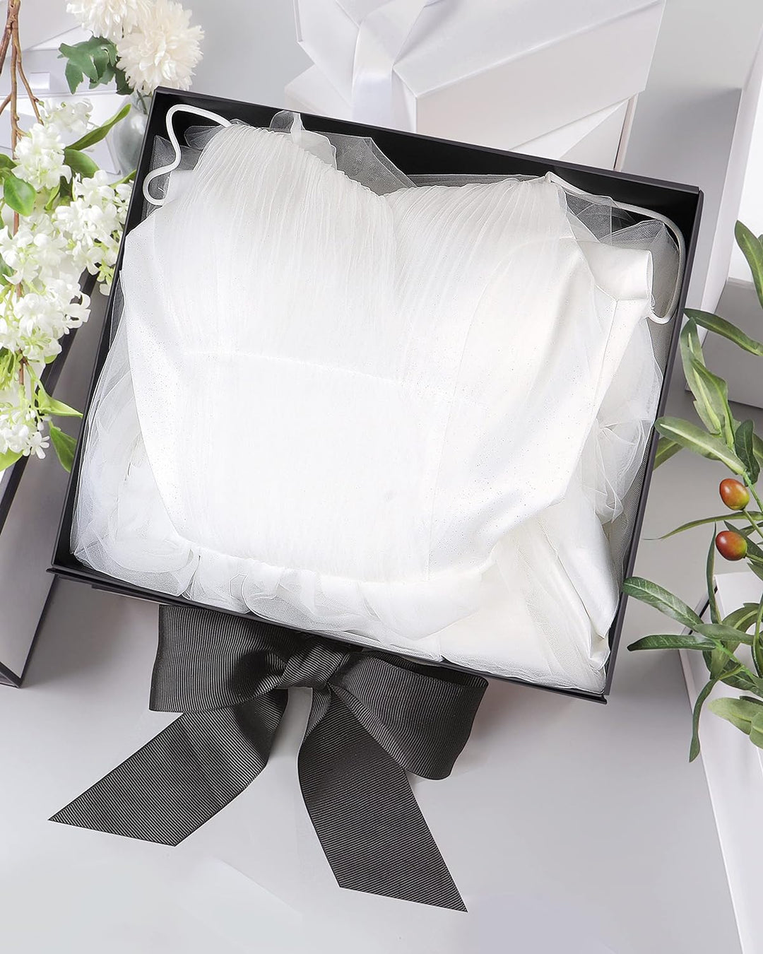 JiaWei Geschenkbox (Stil-1) 45 x 37 x 18 cm XXL, Geschenkkarton mit Magnetisch Deckel und Schleife,