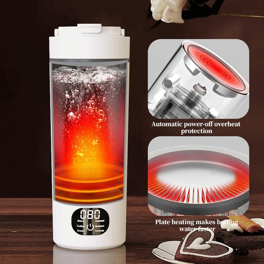 Elektrischer Reisewasserkocher Klein, 500ML Mini Wasserkocher, Kleiner Tragbarer Wasserkocher mit 6