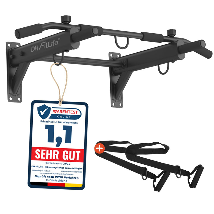 DH FitLife 4in1 Klimmzugstange Wand zur Wandmontage mit Spreizdübel, Multifunktionale Pull-Up Bar fü