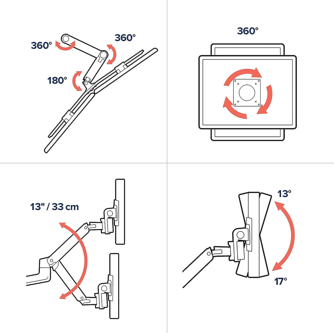 ERGOTRON 45-489-216 LX dual direkt Tischhalterung bis 63,5cm 25Zoll 0,9-5 kg weiss 2 Monitore LX Arm