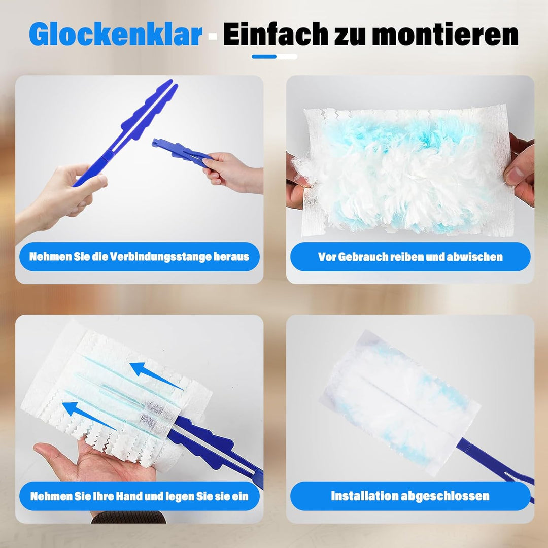 42 Stück Staubmagnet für Swiffer Staubmagnet nachfüllpack mit 1 Griff,Tierhaare für swiffer staubwed
