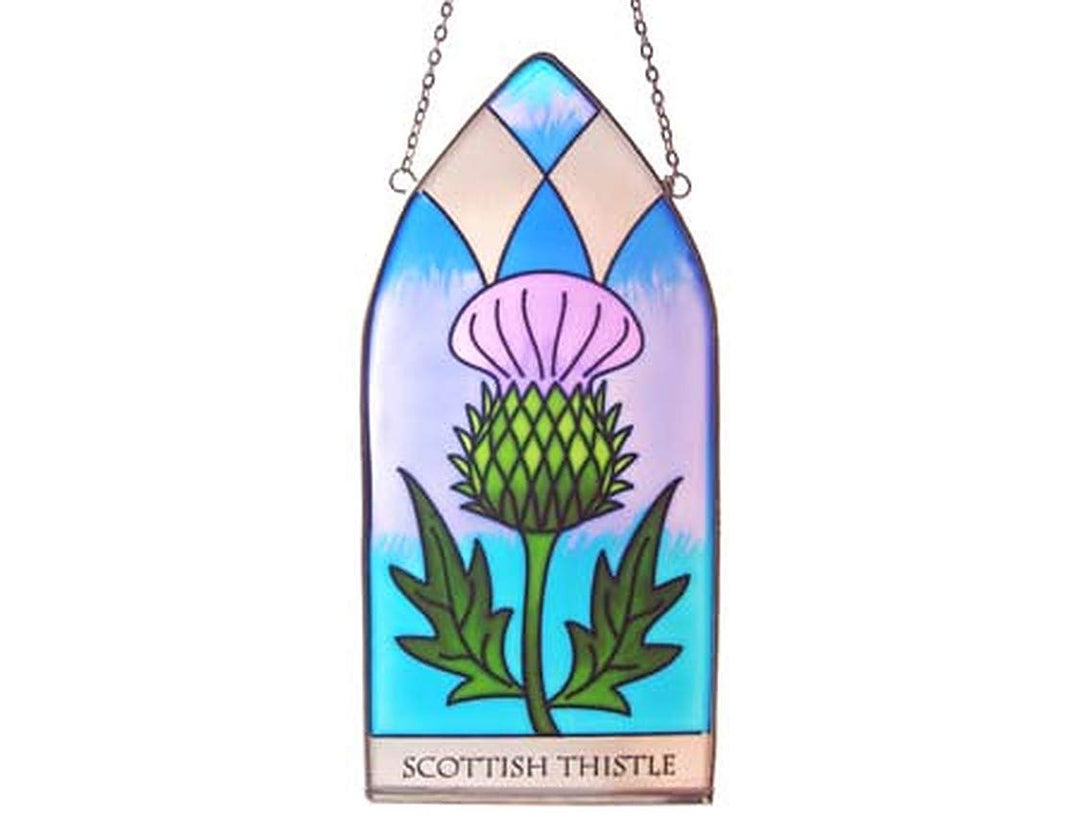 Royal Tara Gothic Glasmalerei | Irische Handbemalte Glasfensterscheibe | Sonnenfänger mit Schottisch