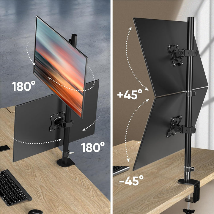 ONKRON Monitor Halterung 2 Monitore/Monitor Arm 2 Monitore 13-34 Zoll schwenkbar & neigbar 8kg (x2)